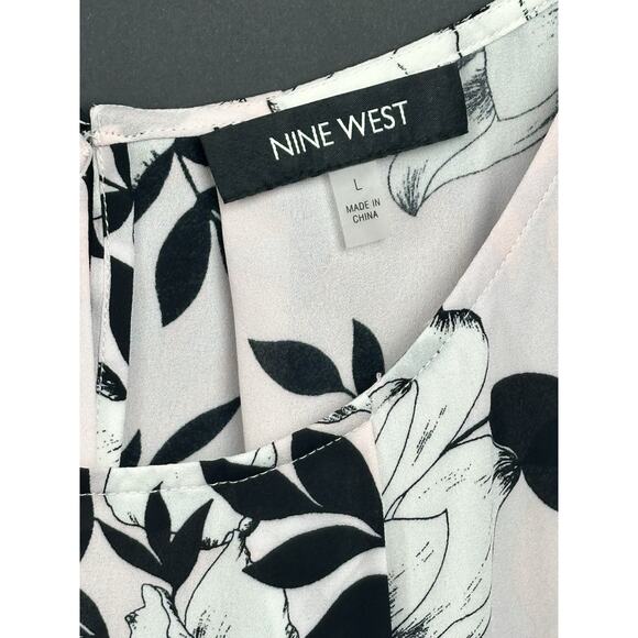 Nine West Women Black Pink White Dressy Tank Top Sleeveless Blouse Large 12/14 - Picture 4 of 12